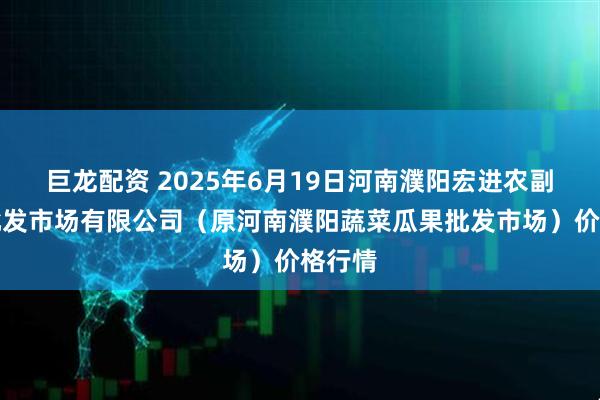 巨龙配资 2025年6月19日河南濮阳宏进农副产品批发市场有限公司（原河南濮阳蔬菜瓜果批发市场）价格行情