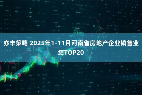 亦丰策略 2025年1-11月河南省房地产企业销售业绩TOP20